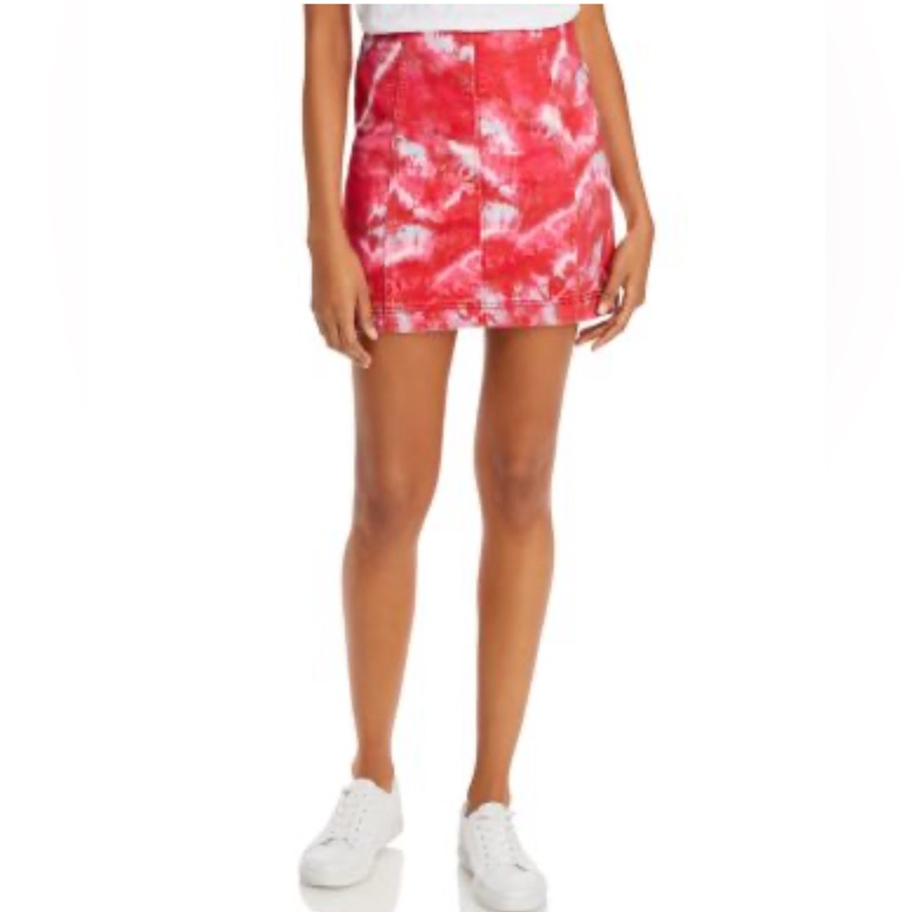 Free People Modern Femme Novelty Tie Dye Print Boho Mini Skirt.